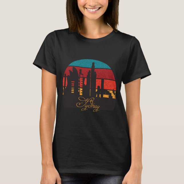 Sydney Australien Hamn Retro Resa T Shirt (Framsida)