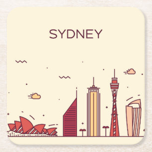Sydney Australien   klotterhorisont Underlägg Papper Kvadrat