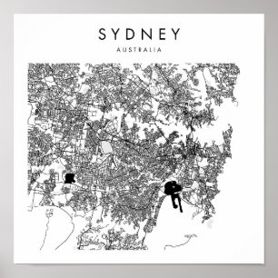 Sydney Australien Minimum Modern Street Karta Poster