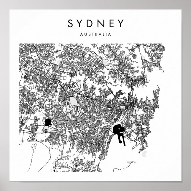 Sydney Australien Minimum Modern Street Karta Poster (Framsidan)