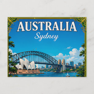 🌏 Sydney Australien Minne Från Hamnen 🌏 Vykort