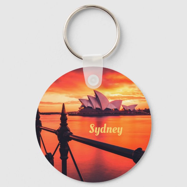 Sydney Australien Opera House Orange Himlar Nyckelring (Framsida)