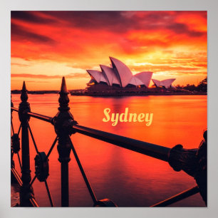 Sydney Australien Opera House Orange Himlar Poster