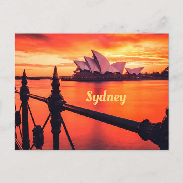 Sydney Australien Opera House Orange Himlar Vykort (Framsida)