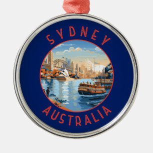 Sydney Australien Retro Distress Circle Julgransprydnad Metall