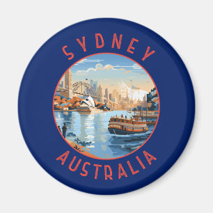 Sydney Australien Retro Distress Circle Magnet