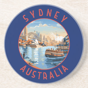 Sydney Australien Retro Distress Circle Underlägg