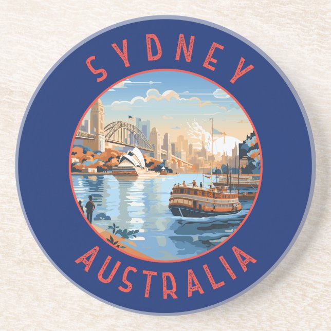 Sydney Australien Retro Distress Circle Underlägg (Framsidan)