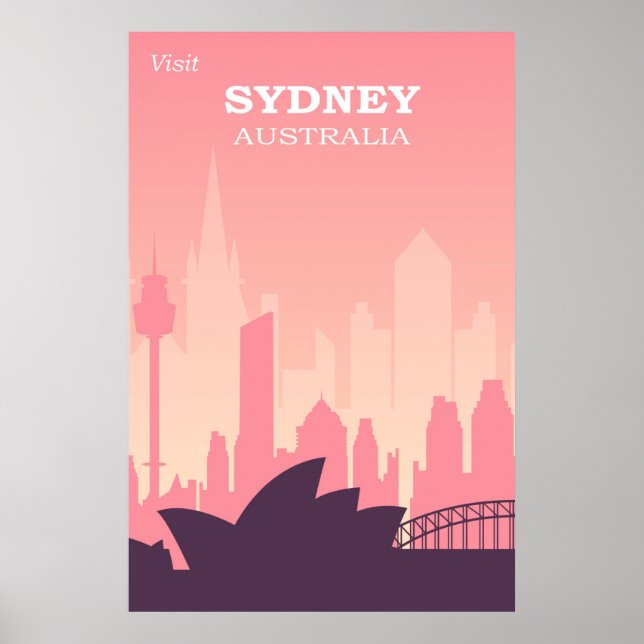 Sydney Australien Rosa Vintage resor Poster (Framsidan)
