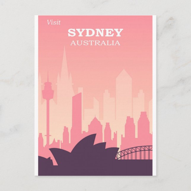 Sydney Australien Rosa Vintage resor Vykort (Framsida)