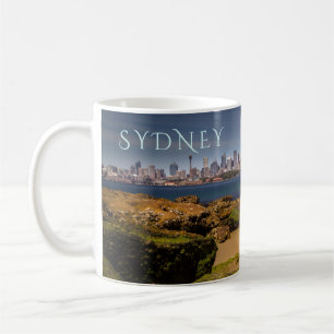 Sydney Australien Skyline från Bradleys Head Kaffemugg