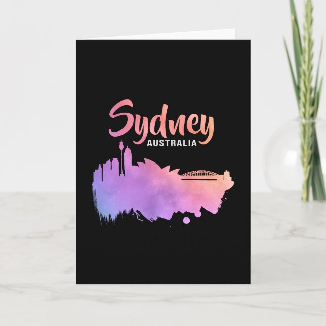 Sydney Australien Stad Stadssiluett Siluett Roligt Kort (Framsida)