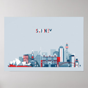 Sydney Australien stadshorisont Poster