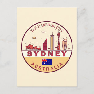 Sydney Australien Stadssiluett Emblem Vykort