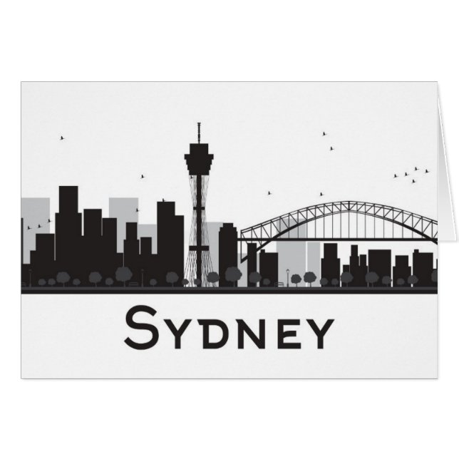 Sydney Australien | svart & vitstadshorisont Hälsningskort (Framsidan Horizontal)