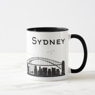 Sydney Australien svart & vitstadshorisont Mugg
