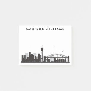 Sydney Australien svart & vitstadshorisont Post-it Block