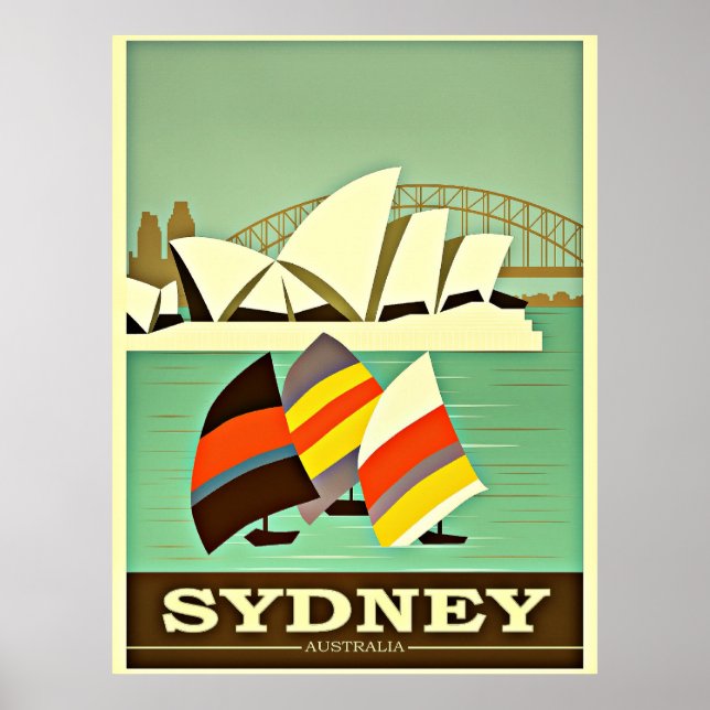 Sydney, Australien, vintage resor poster (Framsidan)