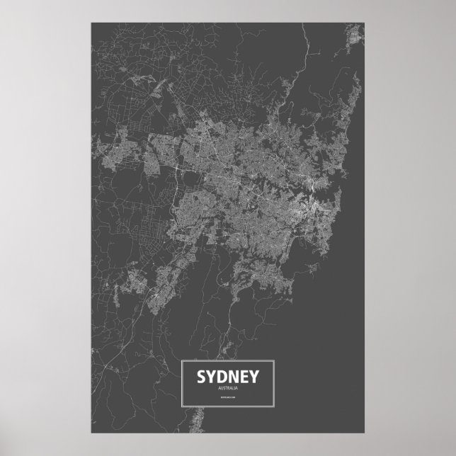 Sydney, Australien (vit på svart) Poster (Framsidan)