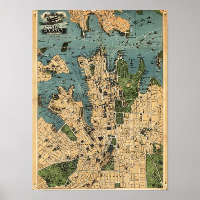 Sydney, AustralienPanoramic Karta Poster (Framsidan)
