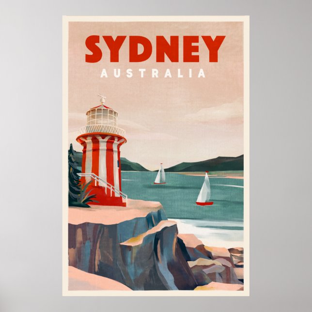 Sydney, Australiens fyr Vintage resor Poster (Framsidan)