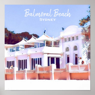 Sydney Balmoral Beach retro Bathers Pavilling Poster