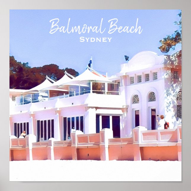 Sydney Balmoral Beach retro Bathers Pavillion Poster (Framsidan)