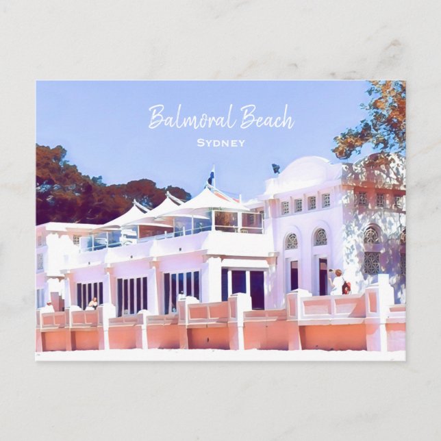 Sydney Balmoral Beach retro Bathers Pavillion Vykort (Framsida)