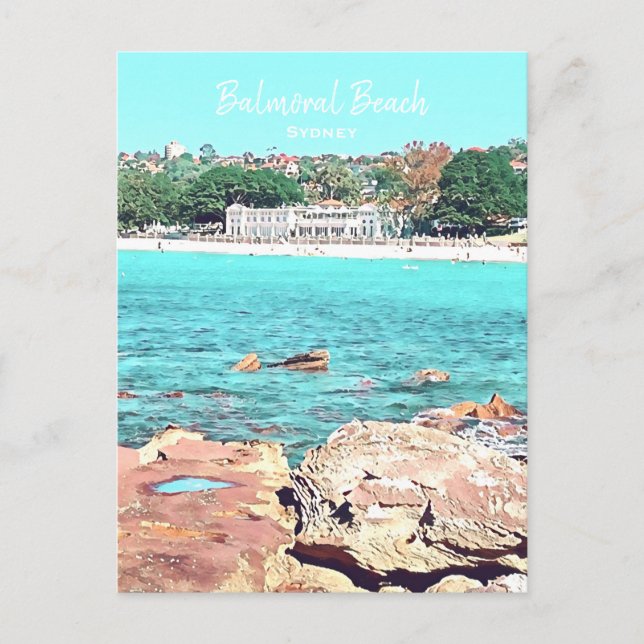 Sydney Balmoral Beach retro Bathers Pavillion Vykort (Framsida)