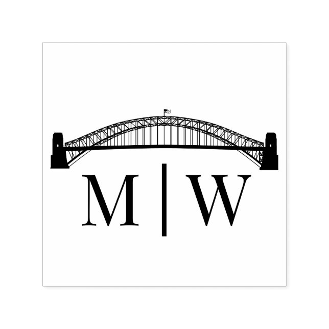Sydney Bridge Enkel Bröllopspar 2 Initial Självfärgande Stämpel (Design)