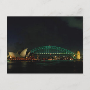 Sydney Bridge och Opera House på natten, Australie Vykort