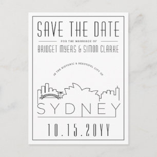 Sydney Bröllop Deco Skyline Spara datumet Vykort