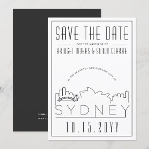 Sydney Bröllop Dekoration Stil Siluett Spara datum Inbjudningar