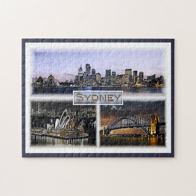 Sydney by Night - Australien - Mosaic - Pussel (Horisontell)