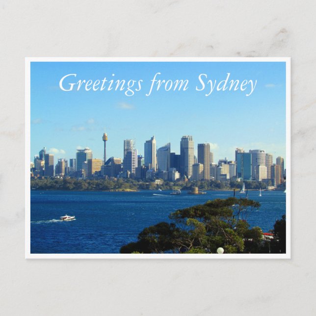 Sydney citys siluett hälsningar vykort (Framsida)