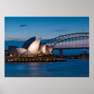 Sydney cityscape på natten, Australien Poster