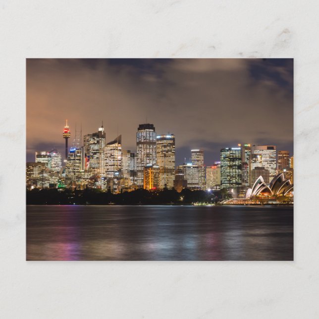 Sydney cityscape på natten, Australien Vykort (Framsida)