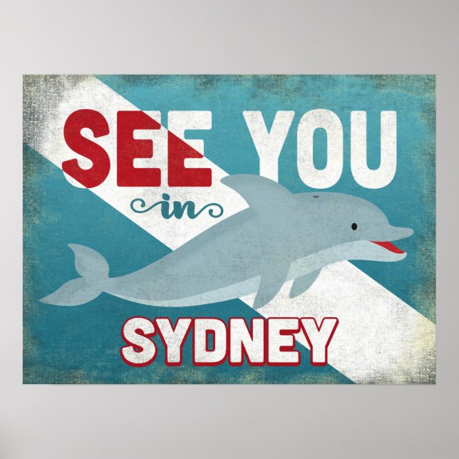 Sydney Dolphin - Retro Vintage resor Poster (Framsidan)