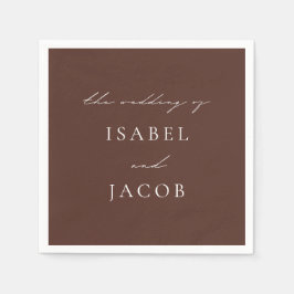 SYDNEY Espresso Brown Minimal Bröllop Pappersservett