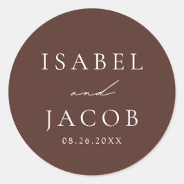 SYDNEY Espresso Brown Wedding Favors Runt Klistermärke