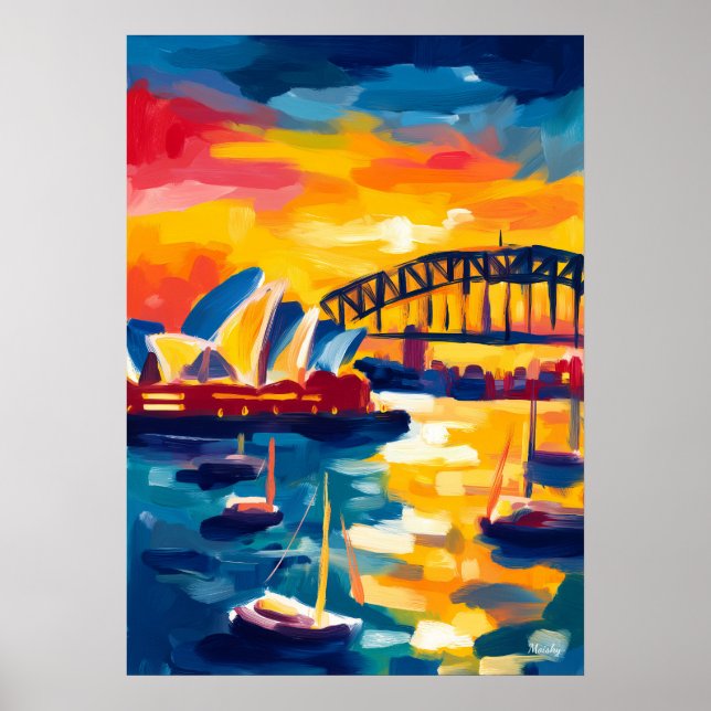 Sydney Fauvist Cityscape – Opera House Harbour Poster (Framsidan)