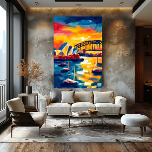 Sydney Fauvist Stadsscen - Operahuset Hamnen Poster