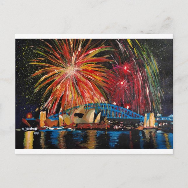 Sydney Firework i Opera House Vykort (Framsida)