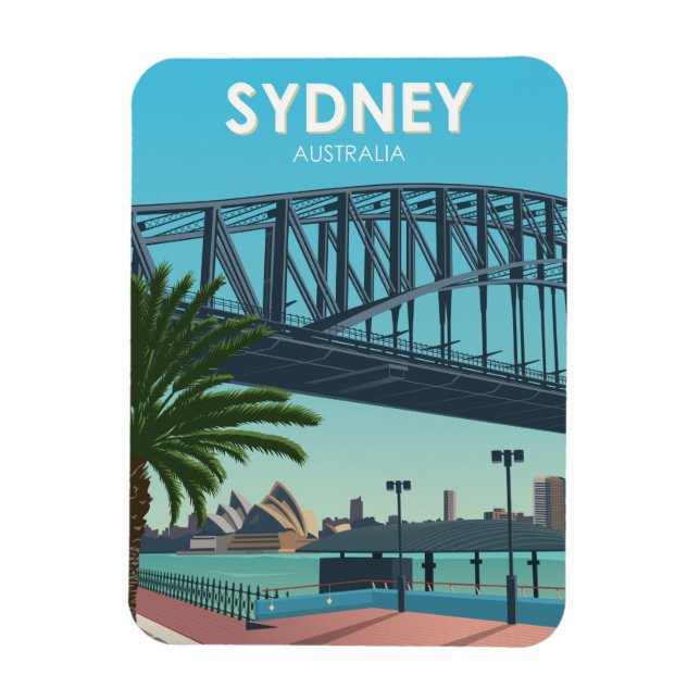 Sydney Harbor Australia Vintage resor Magnet (Vertikal)