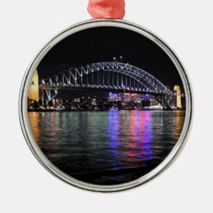 Sydney Harbor Bridge i natt Julgransprydnad Metall