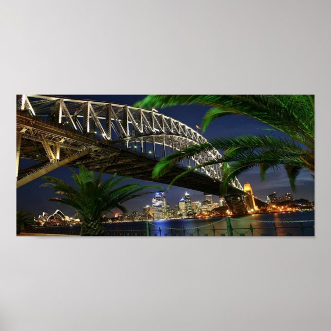 Sydney Harbor Bridge i natt Poster (Framsidan)