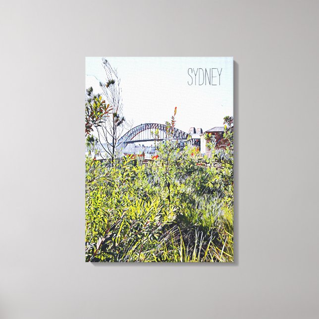 Sydney Harbor Bridge med inhemska anläggningar Canvastryck (Framsida)