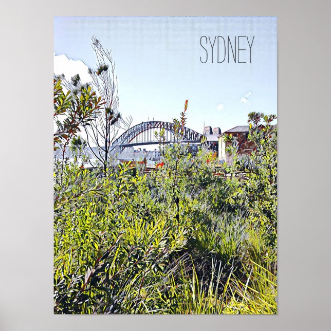 Sydney Harbor Bridge med inhemska anläggningar Poster (Framsidan)