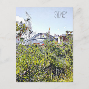 Sydney Harbor Bridge med inhemska anläggningar Vykort