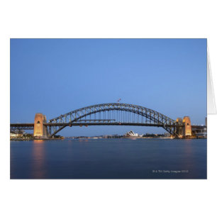Sydney Harbor Bridge och Opera House i dusk Hälsningskort